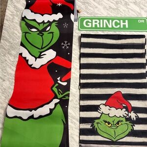 Grinch Christmas Table Runner, Wall Banner, Street Sign Decor